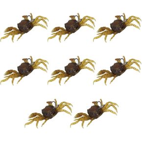 8PCS Artificial Crab Baits, Cranka Crab Lure with Sharp Hooks, Fishing Tackle Accessory Tool, Yellow Brown