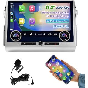 Car Stereo Radio for Toyota FJ Cruiser 2007-2022, Silver 13.3" Android Head Unit TS10, 4+32G, Wireless CarPlay & Android Auto, GPS Navigation, AHD Backup Camera