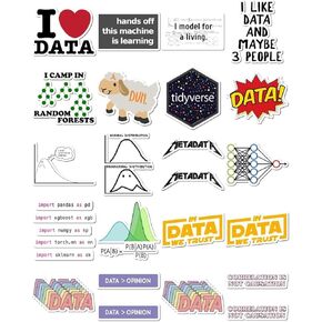 20 Pcs Value Pack Data Science Decal Sticker Waterproof Vinyl Aesthetic SUV Truck Colorful Laptop Bike Car Luggage Skateboard Water Bottle Guitar Windows Bumper Tumbler