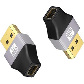 Duttek 8K 90 Degree Display Port 1.4 Adapter, Displayport Extender Adapter 32.4Gbps, Up Angle DisplayPort Male to Female Adapter (8K/60Hz, 4k/144Hz) for PC, Laptop 2Pack