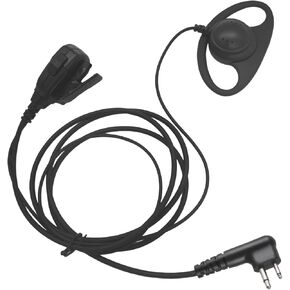 2 Pin Two Way Radio Earpiece Headset Headphone Earphone with Ptt Mic for Motorola CLS 1110 1410 bpr 40 cp 100 200 185 100d 200d dlr 1060 1040 1020 dtr550 rdm2070d (D Shape Shaped Loop Ring)