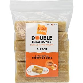 Ultra Chewy Double Treat Bones: Long-Lasting Treats Made in USA for Large and Small Breeds, Highly Digestible, for Aggressive Chewers (Assorted Flavors, 10 Count)