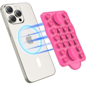 Magnetic Silicone Suction Phone&Case Adhesive Mount - iPhone & Android,Hands-Free, Strong Grip Holder for Selfies & Tiktok Videos-2.35″x3.55″