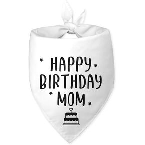 Happy Birthday Mom Dog Bandana Dog Happy Birthday Bandana for Dogs White Dog Bandana Funny Dog Bandana Birthday Photo Prop Pet Scarf Accessories for Pet Dog Lovers Dog Mom Gifts
