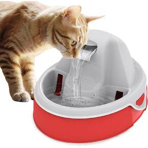 Aqua Flow Premium Pet Water Fountain - Automatic Dispenser Drinking Bowl for Cats and Dogs - Anti-Hair Drainage System - Replaceable Filters - Ideal for Multiple Pets - 52 up to 120 fl oz - Gray