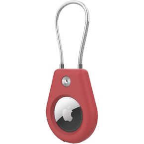 sweguard Apple AirTag Keychain Holder 1pack, Air tag Lock Case with Wire Cable, Ultra DurableAnti-Lost Protective Case Scratch-Resistant with Keyring for Luggage, Key, Backpack, Pet-Red