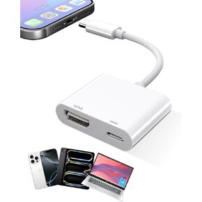 USB C to HDMI Adapter for iPhone 16 15 to TV, 4K Sync Screen Connector Cable, Type C Digital AV Adapter No Power Needed