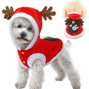 Pet Dog Christmas Costumes Dog Santa Claus Clothes Cute Apparel Puppy Warm Vest Sweater Coat Xmas Costume Cosplay Red Outfit for Small Medium Dogs Cats Kitty (Medium)