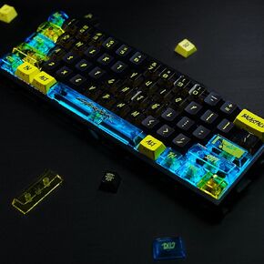 Keycap Set - Clear PC Shine Through Keycaps 172 Keys Cyberpunk Transparent Cherry Profile Green and Black Keycaps for Mechanical Keyboard KeyCap (Cyberpunk)