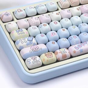 أغطية مفاتيح PBT لطيفة، مجموعة أغطية مفاتيح MOG باللون البيج، 139 مفتاحًا غطاء مفاتيح مخصص مستدير للوحة المفاتيح الميكانيكية Mx Cherry 60 75 100 بالمائة (أبيض) in Saudi Arabia