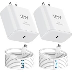i-Phone 16 Pro Max Charger 45W USB C i-Phone 16 Charger Block Fast Charging with 6.6FT Long Type C Cord Cable for i-Phone 16 Pro/Pro Max/Plus, i-Pad Pro/Mini/Air, Galaxy S24/S23/S22Ultra