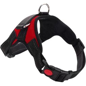 Reflective Dog Harness, Adjustable Comfort, Lightweight, Easy to Use, Black, Medium