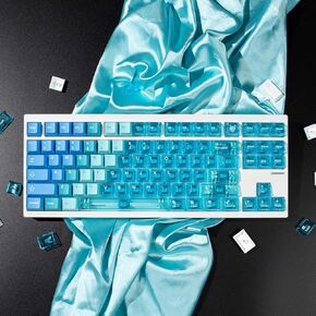 Crystal Clear keycaps+ PBT Keycaps, 156 Keys Purple Gradient Transparent Cherry Profile Keycaps Set, Backlit Custom Keyboard Keycap for 100% 75% 65% 60% Mx Switches Mechanical Keyboard(Lilac)