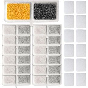 Replacement Pet Water Fountain Filters for Kastty Cat Water Fountain, 12 Packs Carbon Cat Fountain Filter & 12 Packs Pump Filter
