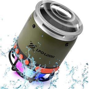 Bluetooth Speaker, Metal Rugged Travel TF Card Outdoor Speaker,IPX5 Waterproof & Dustproof,Camping Lantern LED/ SOS emergency modes with Colorful Lantern LED for Party Outdoor Travel,Adventure (Green)