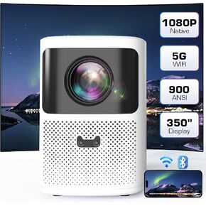 [جهاز عرض أصلي 4K 1080P] جهاز عرض محمول 900ANSI مع واي فاي وبلوتوث، [تركيز تلقائي كهربائي] [حجر مفاتيح تلقائي] جهاز عرض أفلام Android 5G Wifi6 HIFI مكبر صوت 350 بوصة شاشة BT5.0 VS HY300