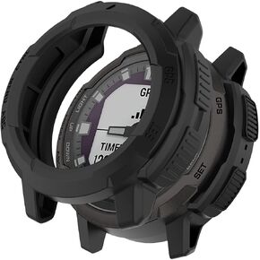2 Pack Compatible for Garmin Instinct Crossover Case, Soft TPU Silicone Edge Rugged Shockproof Bumper Case Armor Frame Shell Watch Case Protective Case Cover for Garmin Instinct Crossover