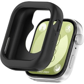 Replacement Smartwatch Protective Case Cover Compatible with Huawei Watch Fit 3 Silicone Shell Anti Drop Watch Accessories(Black)