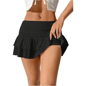 SweatyRocks Women's Layered Ruffle Golf Skorts Skirts Tiered Y2k Flowy Mini Skirts