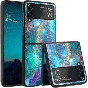 VENINGO Z Flip 4 Case,Galaxy Z Flip 4 case, Slim Fit Glow in The Dark Shockproof Hybrid Hard PC Soft TPU Bumper Anti-Scratch Non Slip Protective Phone Cover for Samsung Z Flip 4 5G 6.7'', Green Nebula