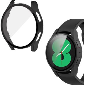 WAMOY Screen protector 40mm for galaxy watch 5 case & galaxy watch 4 case unibody HD screen glass and PC bumper cover compatible with samsung galaxy watch4 / galaxy watch5 case (Black)