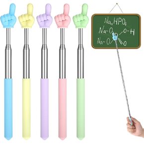 5pcs Retractable Teacher Pointer, Extendable Telescopic Hand Finger Pointer Stick Extended Length 30Inch Collapsible Classroom Supplies for Elementary School Kindergarten Kids Reading