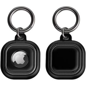 Carbon Fiber Holder for AirTag Suitable for Apple Airtag Holder for Kids, Dog (cat) Collar ,Airtag Holder Waterproof AirtagHolder Keychain,Airtag Holder wallent-Black
