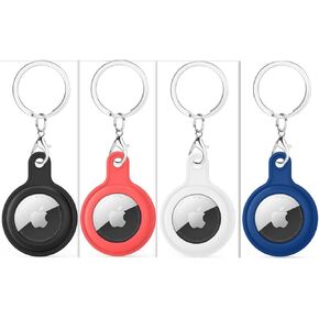 Leonnn Compatible with Apple AirTag Secure Holder with Wire Cable, 4 Pack Air Tag Lock Case Keychain Key Ring Key Chain Luggage tag for Keys, Luggage & More Men Women's Keyrings & Keychains