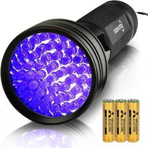 Black Light UV Flashlight, Escolite 51 LED BlackLights for Pet Urine Detection, Blue Light Flashlight, Ultraviolet Flashlights for Dog Urine, Scorpions, Dry Stains, Bed Bug(Include 3AA batteries)