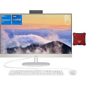 HP Business All-in-One Desktop, 27" FHD Touchscreen, Intel Core i7-1355U, 32GB RAM, 1TB SSD, Wi-Fi 6, Webcam, HDMI, RJ-45, Wired KB & Mouse, Bundle with ADATA 512GB External SSD, Windows 11 Pro