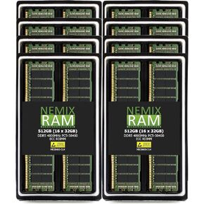 NEMIX RAM 128GB (4X32GB) DDR5 4800MHZ PC5-38400 1Rx4 1.1V 288-PIN ECC RDIMM Registered Server Memory KIT Compatible with ASUS 1U Dual-Processor Server Model RS700A-E12-RS12U