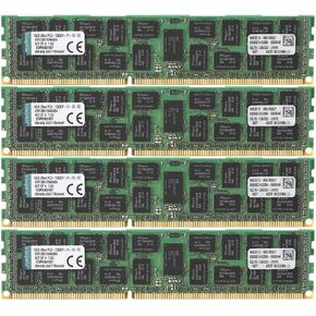 Kingston Technology ValueRAM 64 GB Kit of 4 (4x16 GB Modules) 1600MHz DDR3 (PC3-12800) ECC Reg CL11 DIMM DR x4 Server Memory KVR16R11D4K4/64