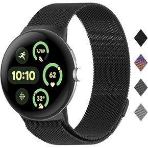 Stainless Steel Magnetic Bands Compatible with Google Pixel Watch 3 45mm (2024), Mesh Loop Clasp Replacement Metal Strap Men Women for Google Pixel Watch 3
