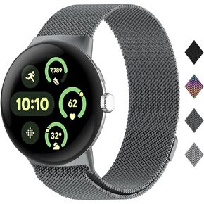 أحزمة مغناطيسية من الفولاذ المقاوم للصدأ متوافقة مع ساعة Google Pixel Watch 3 مقاس 45 مم (2024)، مشبك شبكي بديل بحزام معدني للرجال والنساء لساعة Google Pixel 3 in Kuwait