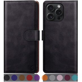 SUANPOT Compatible with iPhone 16 Pro Max 6.9" Wallet case with RFID Blocking Credit Card Holder,Flip Book PU Leather Protective Cover Women Men for Apple 16 Pro Max Phone case Light Brown