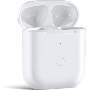 Wireless Charging Case Compatible with AirPod 2 1, Charger Case Replacement with Bluetooth Pairing Sync Button, No Earbuds, White