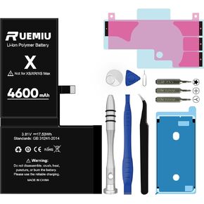 4600mAh Battery for iPhone X,Upgraded High Capacity fit for iPhone X A1865 1901 A1902 with Complete Repair Tool Kits
