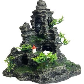 Aquarium Decoration Large and Tall for Fish Tank Rock Thematic Ornaments Aquarium Mountain View Stone Ornaments Aquarium Decor Tree House Cave Fish Tank Decorations - Extra Large