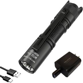 EdisonBright Nitecore MT1A Pro 800 Lumen EDC Compact Flashlight Compatible with 1x AA Battery. USB-C Rechargeable Battery with EBR Charging Adapter