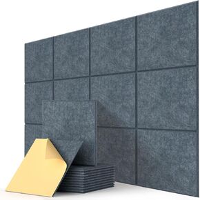 Soundproof Wall Panels, Kuchoow Acoustic Panels Sound Absorbing High Density, 12 Pack Tulips Shape Acoustic Panels Self-Adhesive, Sound Proof Panels for Walls 12" X 12" X 0.4" White