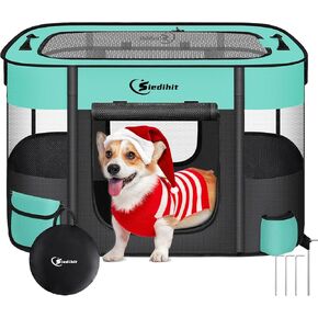 Dog Playpen,Cat Pet Puppy Pen,Portable Playpens for Dogs Indoor Outdoor Travel Camping Use,Foldable Dog Kennel Tent Crate for Rabbit Small Animals with Carrying Case (Pink, Small)