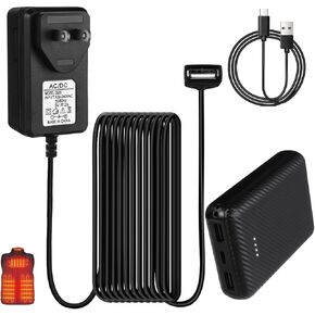 12000mah 5v 2a Power Bank for Heated Vests and USB Wall Charger Adapter Wire Plug Supplies 5v 2a Battery Pack for Jackets Hoodies Heated Clothing Men Women(no Dc Port, Not Suit for 7.4v)
