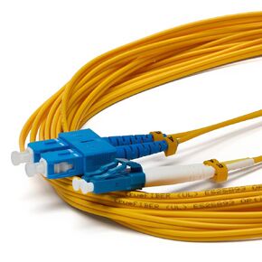 trueCABLE LC to SC OS2 Fiber Patch Cable, 30m (98.42ft), UPC Polish, 200GB Singlemode (SM) Duplex 9/125um, Riser Rated (OFNR), UL Listed, 1pc, Yellow