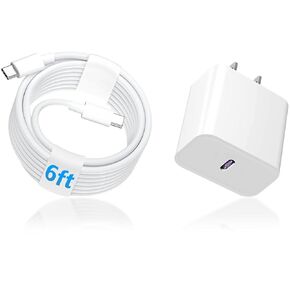Phone 16 Charger, USB C Wall Charger 20W with 6ft USBC to USB C Cable for Phone 16/16 Plus/ 16 Pro/ 16 Pro Max/Phone 15 Plus/Pad Pro 13"/12.9"/11"/ Air 5th/ Mini 6th 8.3 inch/Pad 10th, 1Pack White