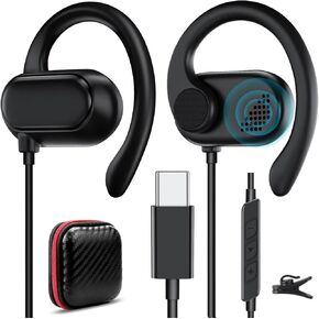 USB Type C Headphone Open Air Adjustable Over Ear Hook Lightweight Headset School Kid Adult Corded Earphone Laptop Wired Earbuds for iPhone 16 Pro Max 15 for iPad Mini Samsung Galaxy A16 S24 Android