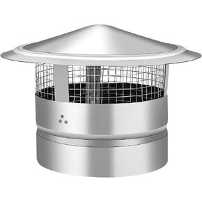 10 Inch Chimney Cap, 10 Inch Cone Top Chimney Cap with Screen, Round Chimney Cap, Stovepipe Finial, Galvanized Steel, Silver.