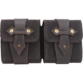 WAYNE'S DOG Leather Belt Loop Cartridge Holder, Dark Brown Foldable Wasit Belt Shell Carrier Pouch
