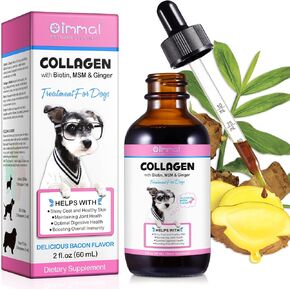 2Pack Collagen for Dogs,Liquid Collagen for Dogs,Collagen Supplement for Dogs,Collagen Boost for Dogs with Biotin, MSM & Ginger,Delicious Bacon Flavor,2 Fl Oz