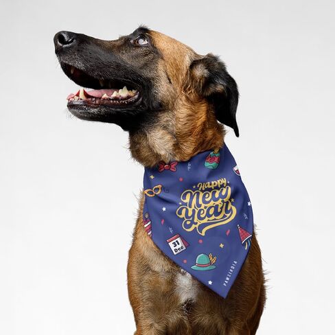 Dog Bandana Suitable for Medium and Large Dogs, Featuring an Iconic Design and Expertly Crafted from Premium Fabric to Ensure Proper Air Circulation (Happy New Year) in Saudi Arabia