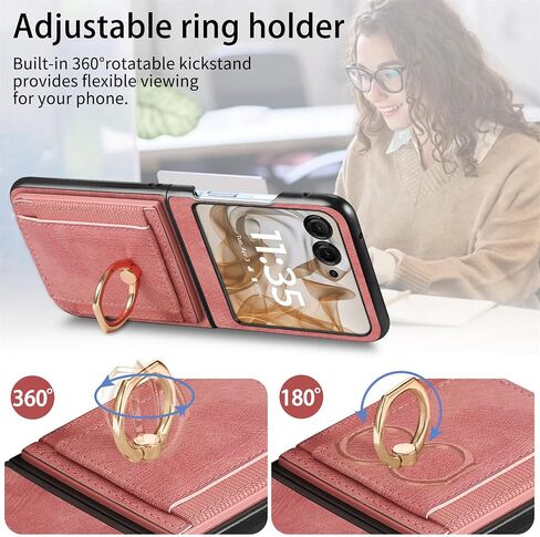 لهاتف Motorola Moto Razr 2024 مع حامل بطاقة، حافظة هاتف بمحفظة مع حامل دائري مدمج من جلد البولي يوريثان حافظة واقية بمسند للنساء والفتيات Motorola Moto Razr 2024 أرجواني in Saudi Arabia